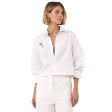 Imagem de Camisa Colcci Encurtada De Alfaiataria Leve Off Shell Feminina-Feminino