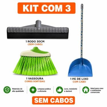 Imagem de Vassoura Nylon Sem Cabo Rodo Plástico Borracha Dupla 30cm Pá de Lixo c