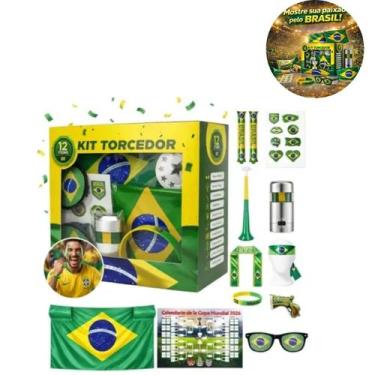 Imagem de Kit Festa Futebol Brasil Com Tinta Facial E Oculos - GBGSTORE