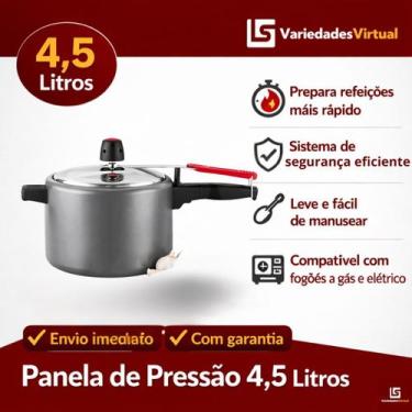 Imagem de Panela de Pressão 4,5L Alumínio Reforçado Cozimento Rápido e Design Mo
