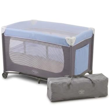 Imagem de Berço Portátil Desmontável Confort Baby Style com 2 Alturas Mosquiteiro Colchonete e Bolsa Até 18kg (Azul)