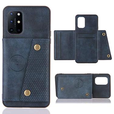 Imagem de Mobile phone accessories Para for OnePlus 8t dupla fivela pu + estojo protetora magnético à prova de choque do TPU com slots e suporte de cartão phone case