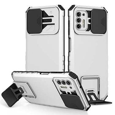 Imagem de G22 G42 G 82 5G Capa protetora de lente deslizante compatível com Motorola Moto G52 Capa de suporte de telefone selfie compatível com Moto G82 52 42 22 capa rígida (branco, Moto G42)