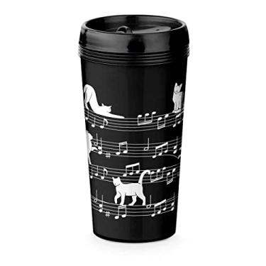 Imagem de Copo Viagem 520ml Preto Gato Musical