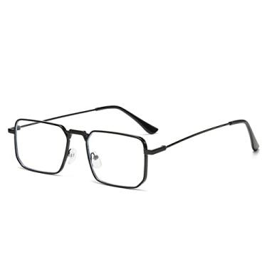 Imagem de Óculos de sol quadrados masculinos moda retangular metal luxo desginer óculos de sol feminino lunette de soleil femme uv400, preto, claro, tamanho único