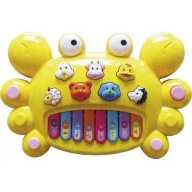 Imagem de Brinquedo Piano Teclado Infantil Caranguejo Emite Som E Luz Amarelo -