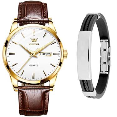 Imagem de Relógio Masculino Social Dourado Casual + Bracelete Metálico