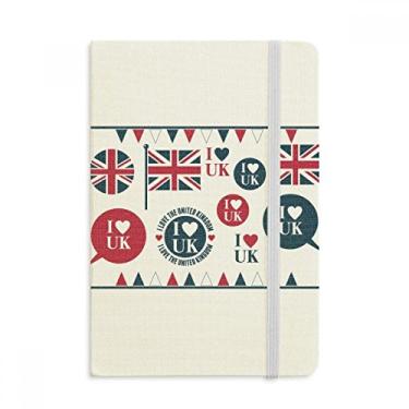 Imagem de Caderno country Union Jack I Love UK em forma de coração oficial em tecido rígido diário clássico