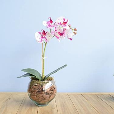 Imagem de Arranjo de Orquídea Artificial Tigre no Vaso Transparente Pequeno | Linha Permanente Formosinha