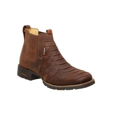 Imagem de Botina Zebu Bico Quadrado Masculina Em Couro Terra - 57040