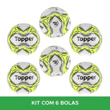 Imagem de Kit 6 Bolas De Futsal Slick 2020 Amarelo + Preto Topper