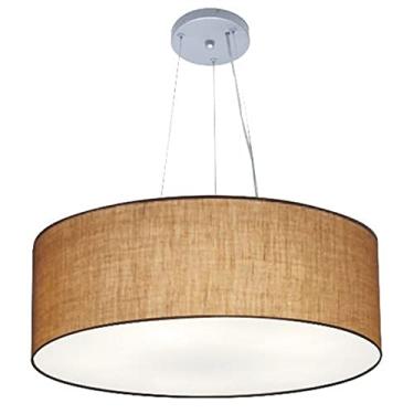 Imagem de Lustre Pendente Cilíndrico Cúpula Tecido 80x30 cm, Vivare Iluminação, Pendente4070 LP, Palha, Gigante