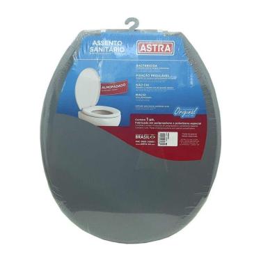 Imagem de Assento Sanitário Almofadado Astra Convencional Oval Universal Cinza Escuro