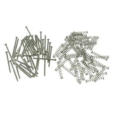 Imagem de KAISH 50 peças parafusos de montagem de captador de guitarra baixo molas para captador de precisão P Bass ou J Bass ou P90 Soap Bar Pickups níquel