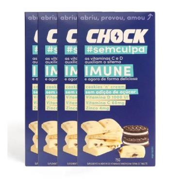 Imagem de Chocolate Branco Cookies N Cream Imune Chock (4Un De 75G)