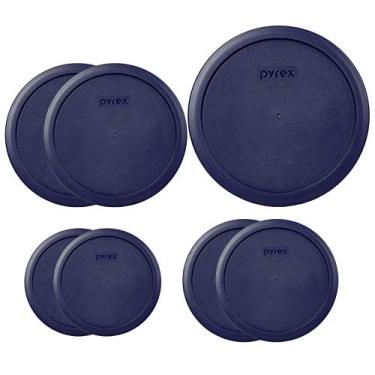 Imagem de Pyrex Round Storage Cover, Blue Set Replacement Lids for Glass Bowl, 1 (6/7) Cup Blue Lid, 2 (4) Cup Blue Lids, 2 (2) Cup Blue Lids, 2(1) Cup Blue Lids, 7 Lids Total