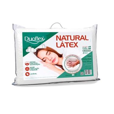 Imagem de Travesseiro Duoflex Natural Latex 14 cm, Branco, Capa 100% algodão 200 fios, para fronha 50 x 70 cm