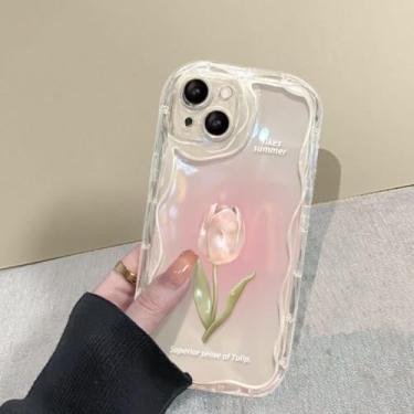Imagem de Onda metálica rosa mancha tulipa capa de telefone transparente macia para realme c55 c35 c33 c31 c30s c21y c11 10 4g 9i 8i 7i 8 pro 5 6s,3, para realme c33