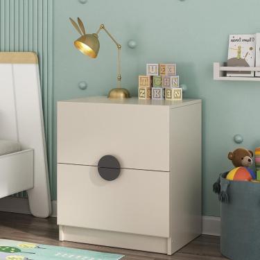 Imagem de Mesa de Cabeceira Infantil com 2 Gavetas Joy Kids CabeCasa MadeiraMadeira Cinza