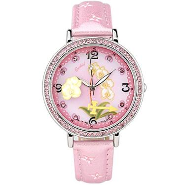 Imagem de TIME100 Relógio de quartzo feminino decorado com constelação de diamante, pulseira de couro, Rosa sagitário, Moderno