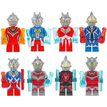 Imagem de Kit 8 Bonecos Ultraman Color Bloco De Montar