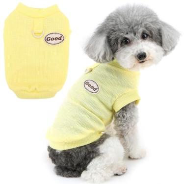 Imagem de Zunea Camisetas para cães pequenos, roupas de verão para filhotes, camiseta com anel de coleira, macia, respirável, sem mangas, básica, brinquedo, poodle, colete para cachorrinho, camiseta para