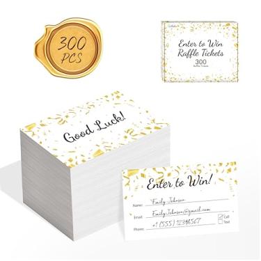 Imagem de Gethelud 300 peças de bilhetes de sorteio, cartões de entrada para a sorte com espaço para nome, endereço de e-mail, número de telefone para concurso, sorteios, urna, 50/50, leilão (9 cm x 5 cm)
