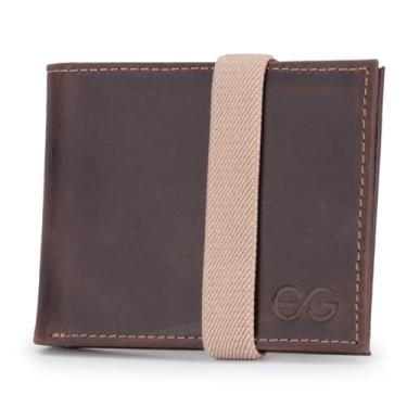 Imagem de Carteira Masculina Slim Pequena Luxo Couro Legítimo Elástico (marrom escuro)