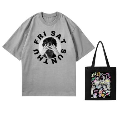 Imagem de Camiseta K-pop Jungkook Solo Seven + lona, camisetas soltas unissex com suporte de mercadoria estampadas camisetas de algodão, C, cinza, GG