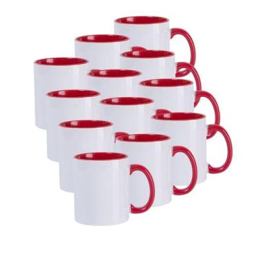 Imagem de Kit 12 Caneca Para Sublimação De Cerâmica Branca Com Interior, Alça E