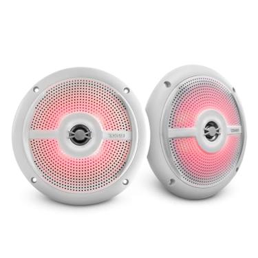 Imagem de DS18 Alto-falante fino marinho branco NGG-6SL/WH – 6,5 polegadas, 2 vias, 100W Max, 25W RMS, 100% estável a UV, IP65 especificações de nível marítimo, 4 ohms, iluminação LED RGB integrada – para todos os elementos, UTV, ATV e jeeps (par)