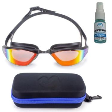 Imagem de Oculos de Natacao Espelhado Speedo Swag + Case Medinas Azul + AntiFog