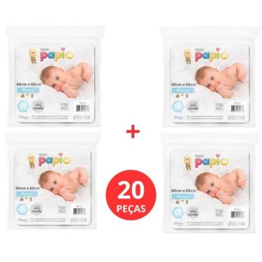 Imagem de Kit fraldas de pano para bebê branca 20-unidades algodão-ata - PAPI