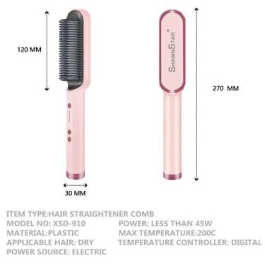 Imagem de Escova Portátil De Cabelo Pente Elétrico Cerâmico Alisamento - SHAWN S