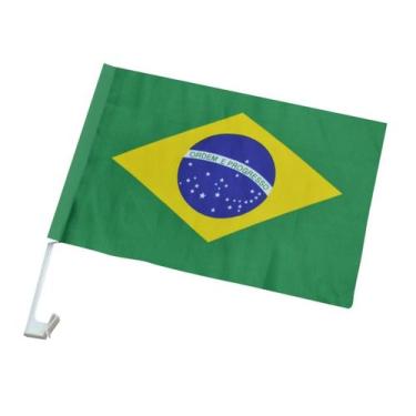 Imagem de Bandeira para Janela Carro Suporte Haste Brasil Copa do Mundo - Soluçã