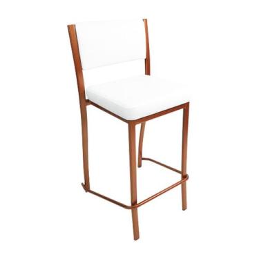 Imagem de Banqueta EMPILHÁVEL Cobre Altura 65cm assento e encosto Branco - Poltr