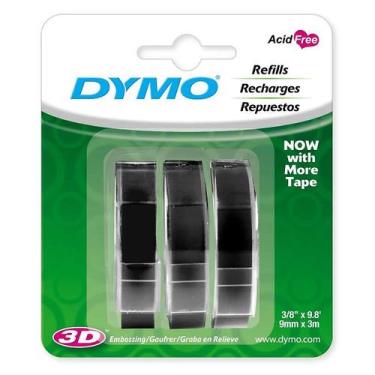 Imagem de Fita Vinilica Rotulador Manual DYMO 9MM X 3M Preta C/ 3 Unidades