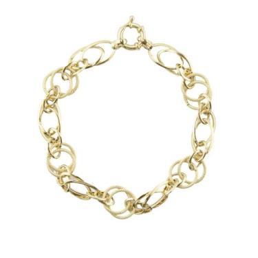 Imagem de Pulseira Feminina Ouro 18k 750 Elos Trançados 19 cm - JOIE JOIAS FINAS