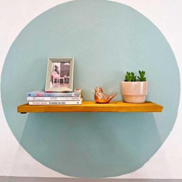 Imagem de Prateleira de Parede de Ferro e Madeira Industrial Suspensa 60cm Nozes