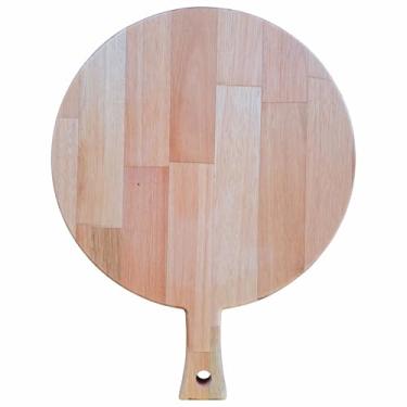 Imagem de KIAGA, Tábua para Pizza Redonda com Cabo em Madeira de Eucalipto Maciço com Óleo Mineral Cor:NATURAL;Tamanho:15X22 CM