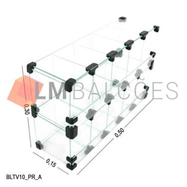 Imagem de Baleiro Expositor Preto de Vidro 0,50 x 0,30 x 0,15m - LM Balcoes