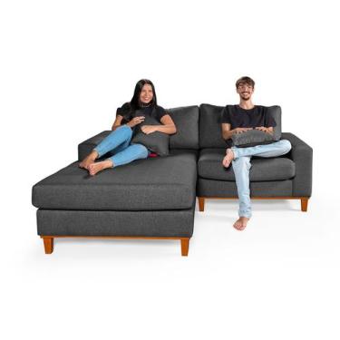 Imagem de Sofá 2 Lugares Living Com Chaise Essencial Estofados, Grafite, Direito