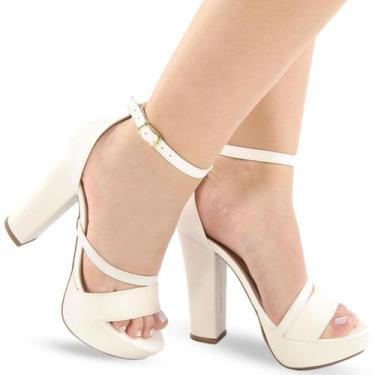 Imagem de Sandália Feminina Salto Grosso Alto Meia Pata Confortável P125 - Modar