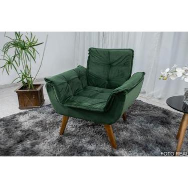 Imagem de Poltrona Decorativa Opala Tecido Veludo - Veneza Estofados, Verde