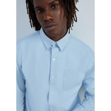 Imagem de Camisa Básica Masculina Manga Longa Slim - Hering, P, Azul