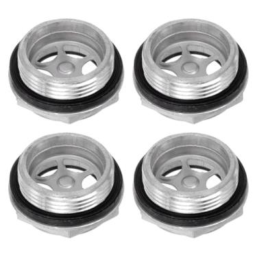 Imagem de HARFINGTON 4 peças de vidro de visão de óleo para compressor de ar 27 x 1,5 mm rosca macho medidor de nível de líquido, cabeça sextavada de alumínio, janela indicadora de óleo com anel de vedação para