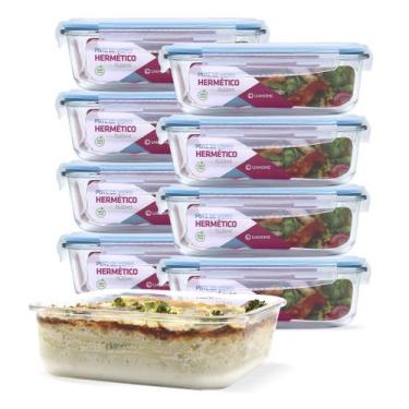 Imagem de KIT 9 Potes de Vidro Retangular com Tampa Hermética 1520ml - U4home, A