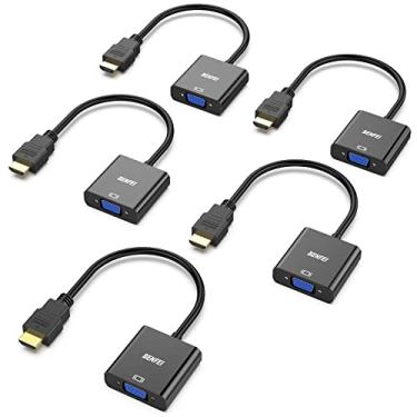 Imagem de BENFEI Hdmi para Vga, 5, Adaptador Hdmi para Vga Banhado A Ouro(Macho para Fêmea) para Computador, Desktop, Laptop, Pc, Monitor, Projetor, Hdtv, Chromebook, Raspberry Pi, Roku, Xbox e Muito Mais - Pre