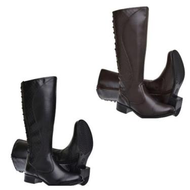 Imagem de Bota Montaria Feminina Cano Longo Lisa 231 - Dona Beja, Preto, 37, Fem