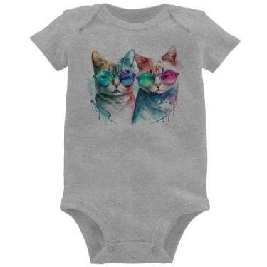 Imagem de Body Bebê Gatos de óculos - Foca na Moda, Cinza, G